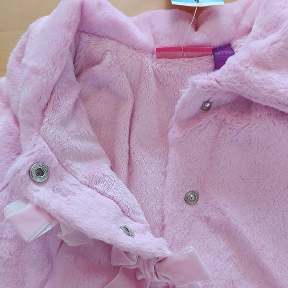 Precious pink faux fur coat with bows - Picture 4 of 8